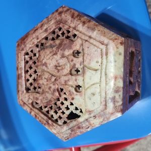 Handcarved soapstone elephant trinket box